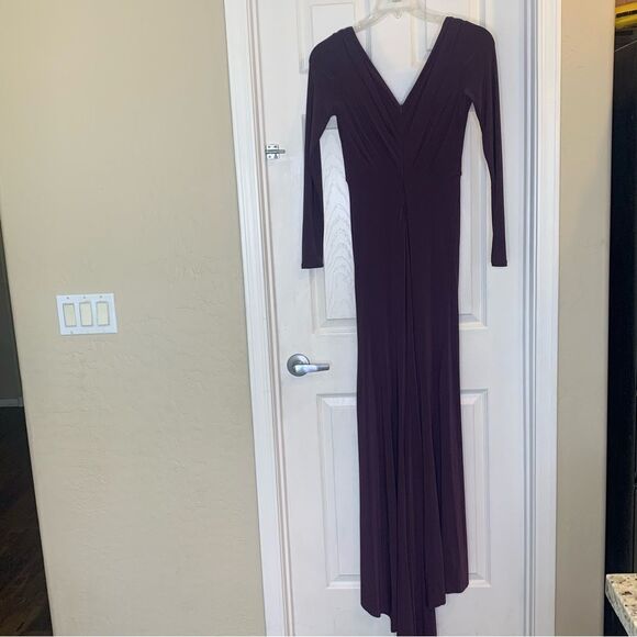 Vera Wang Plum Colored Jersey Maxi Dress Size 2 - Picture 3 of 12